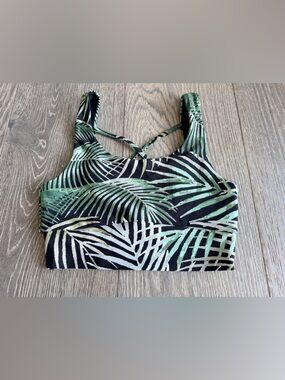 Exotica Leaf Plants Tropical Performance Scoop Neck Comfort Crop Top Size XS